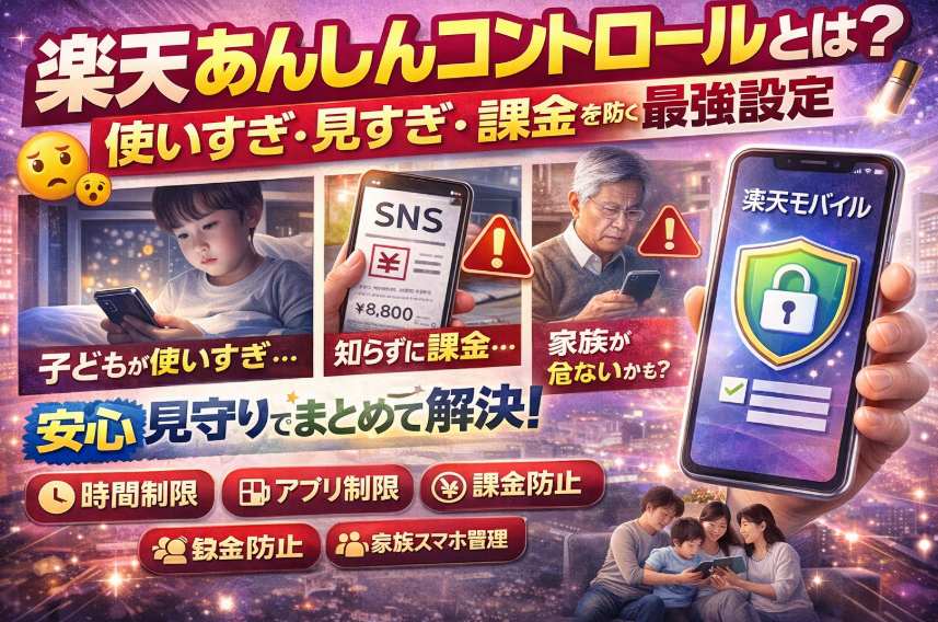 楽天安心コントロールとは？スマートフォンでの"使いすぎ,見すぎ, 買いすぎ" を防ぐ最適な設定完全ガイド