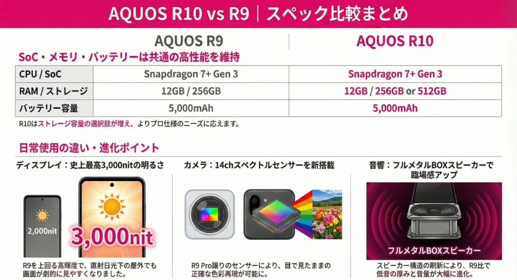 AQUOS R10 vs. R9 Specs Comparison