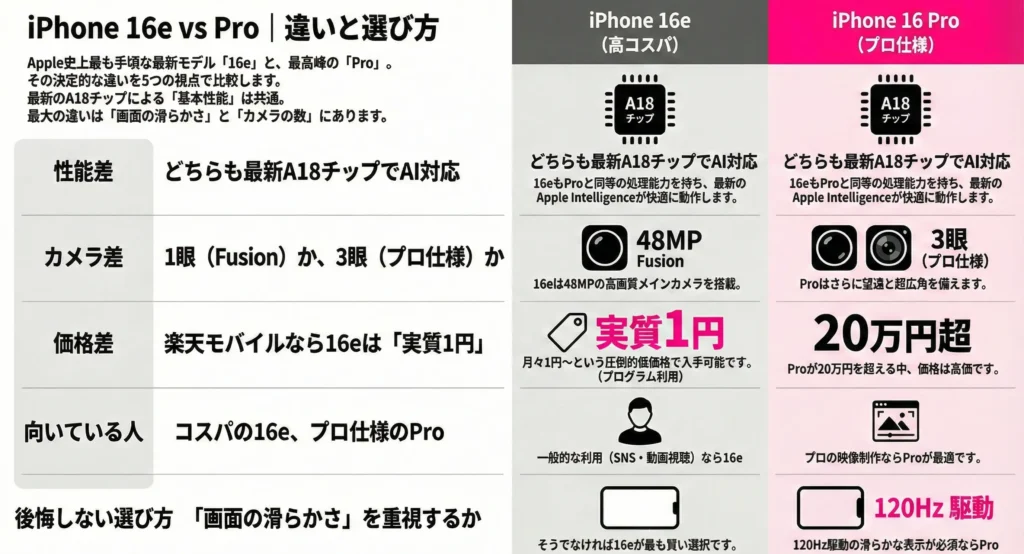 iPhone 16e comparison