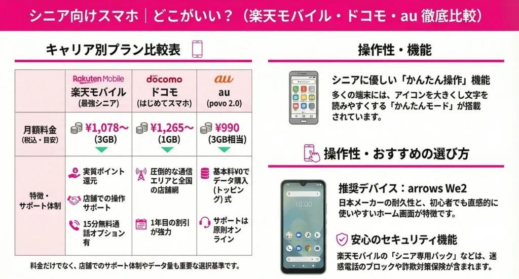 Rakuten Mobile SAIKYO SENIOR Program Compare